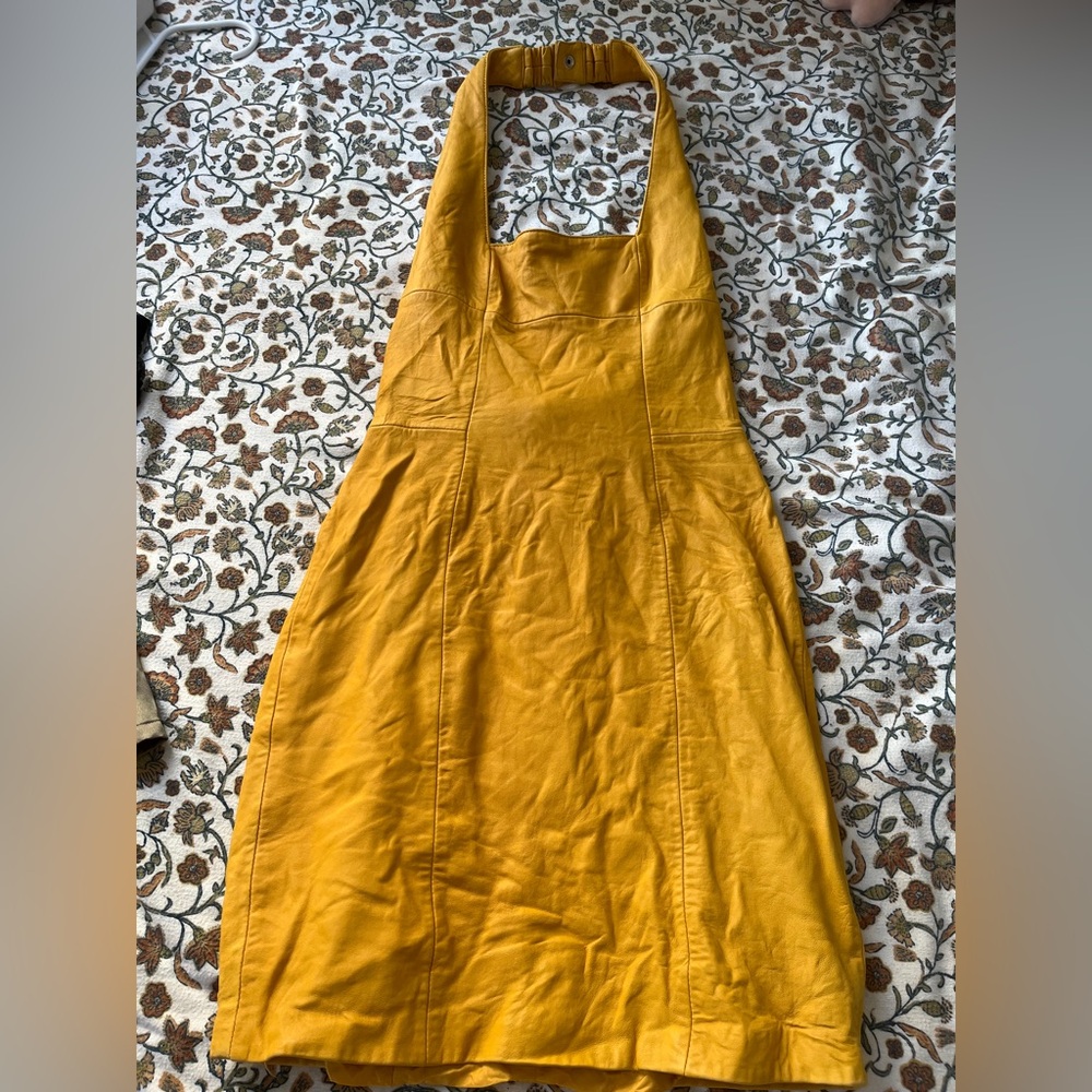 Pleather Yellow Halterneck dress🌻